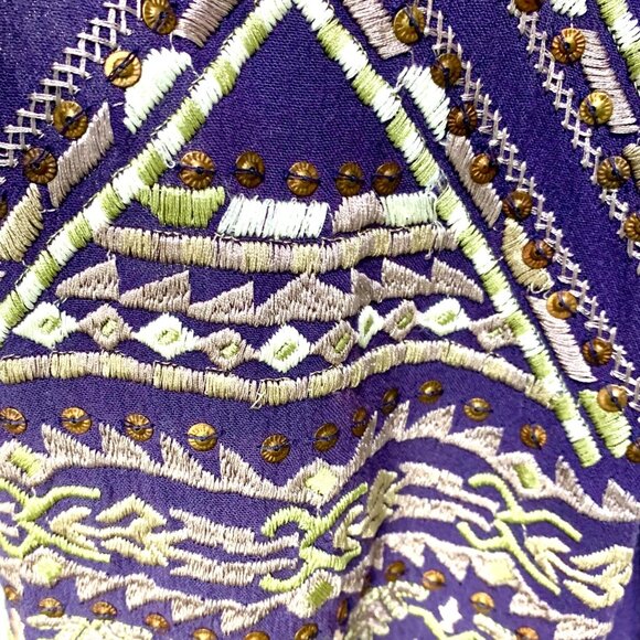 Free People Stitch Up Your Heart Purple Embroidered Faux Wrap Top Boho Chic S - Picture 5 of 11